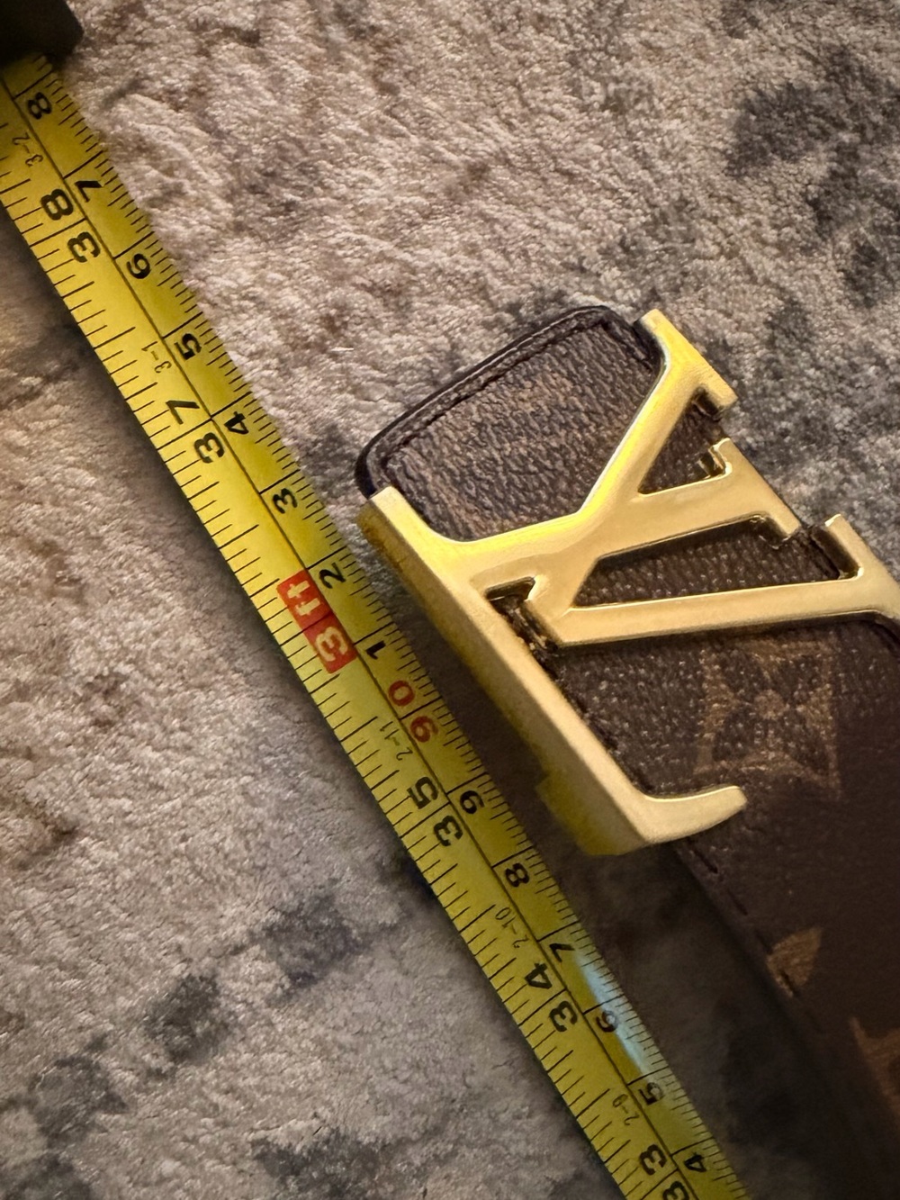 Louis Vuitton Monogram Canvas Belt with Gold LV Buckle - Picture 4 of 5